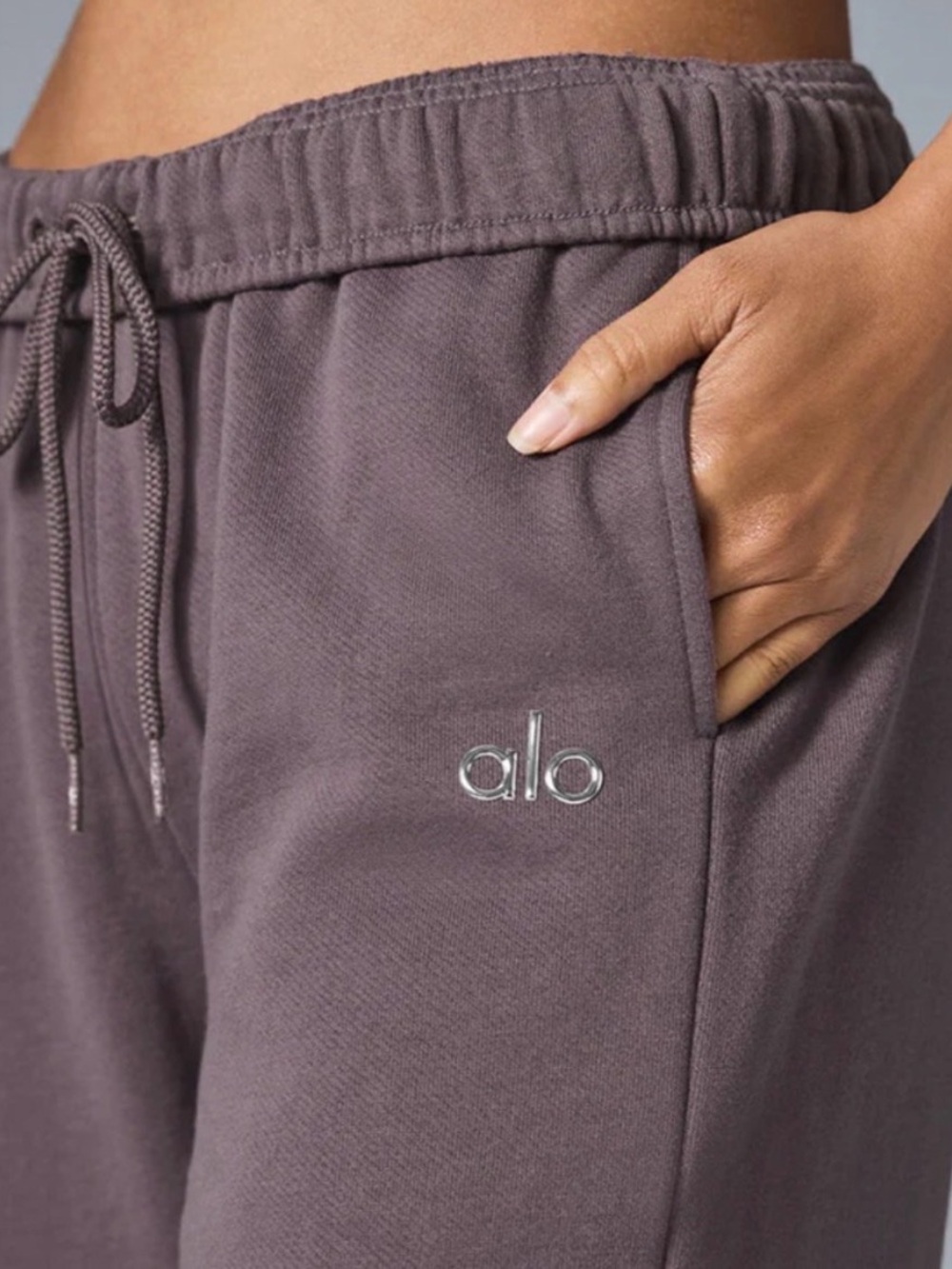 Alo Yoga Accolade Straight Leg Raisinette Gray Fleece Lined Unisex Sweatpants M - Picture 4 of 8